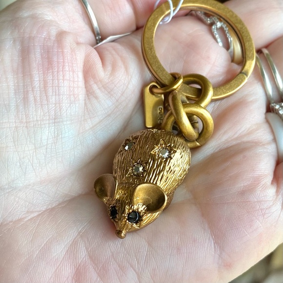 Coach NWT Mouse key fob or bag charm zodiac collection in matte gold rhinestones - Picture 6 of 6